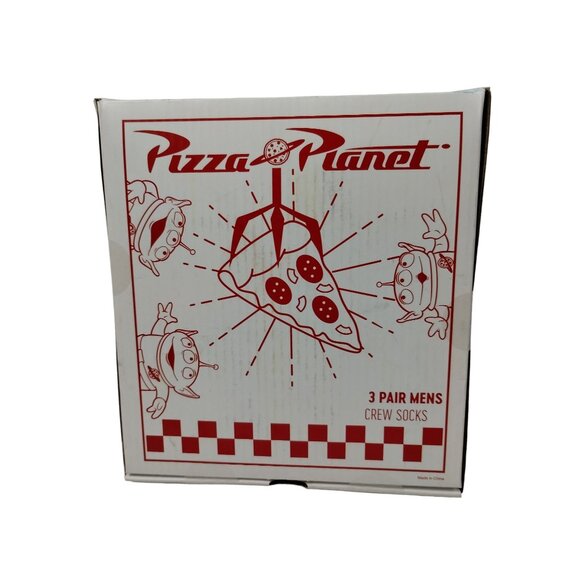 BioWorld Toy Story Pizza Planet 3 Pair Mens Crew Socks Size 10 - 13 Woody Buzz - Picture 2 of 5